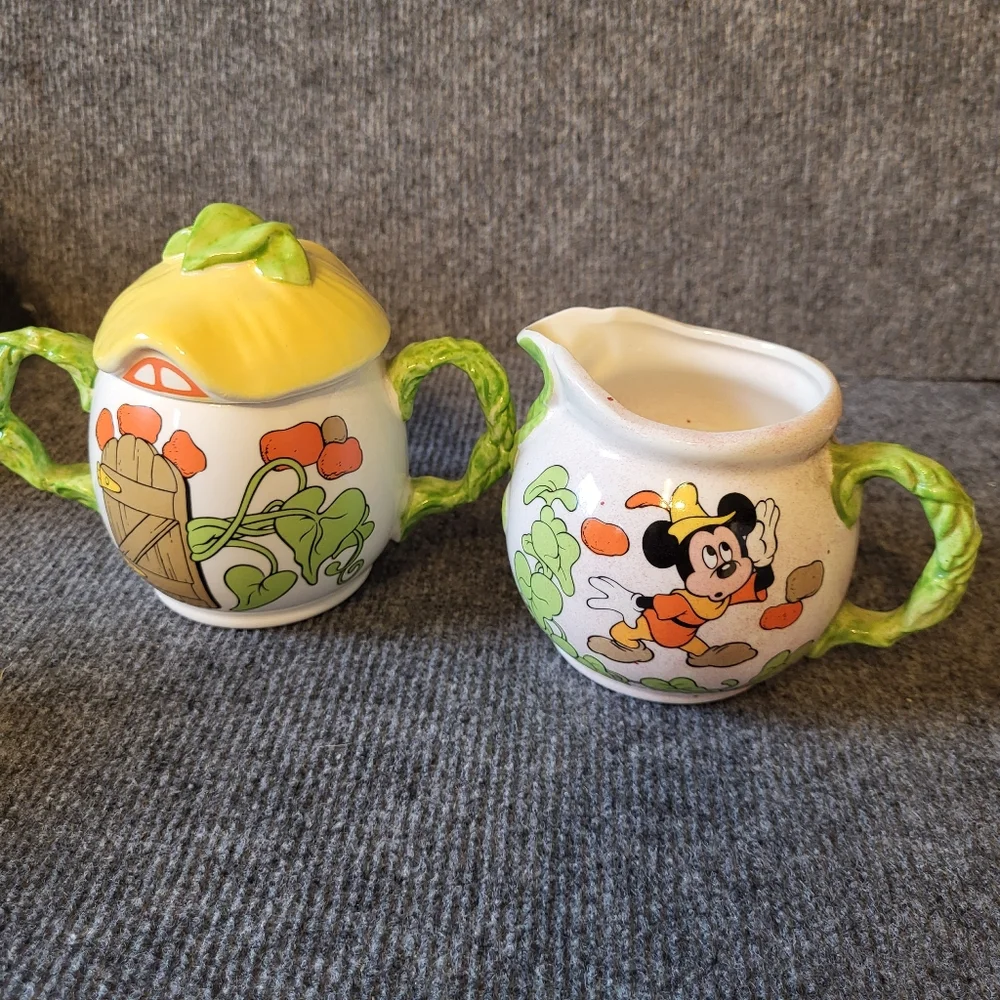 Vintage Disney Orleans Mickey Mouse Sugar and Creamer Set
